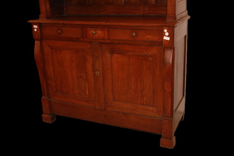 Grande magnifica credenza francese della prima metà del 1800, stile Impero, in legno di rovere.-photo-1