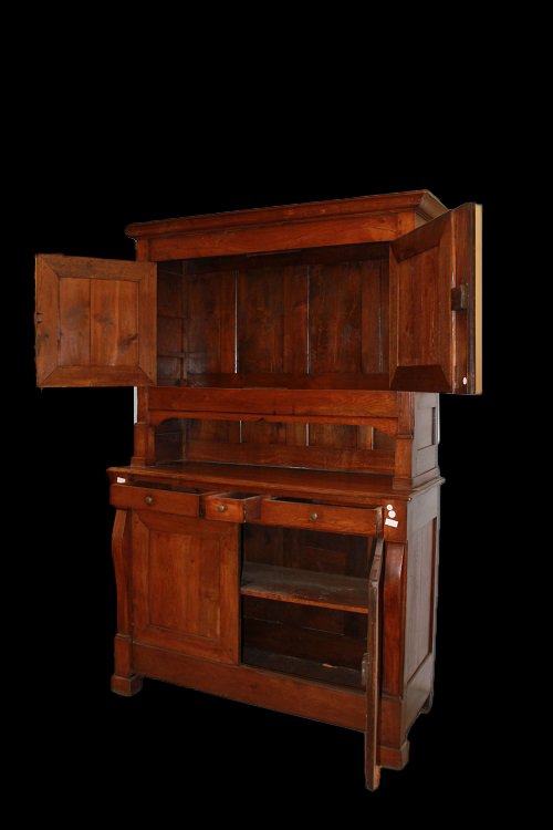 Grande magnifica credenza francese della prima metà del 1800, stile Impero, in legno di rovere.-photo-2