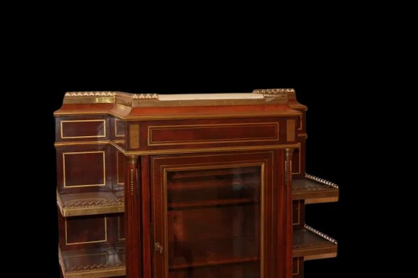 Cabinet credenzino francese della seconda metà del 1800, stile Luigi XVI, in legno di mogano-photo-2