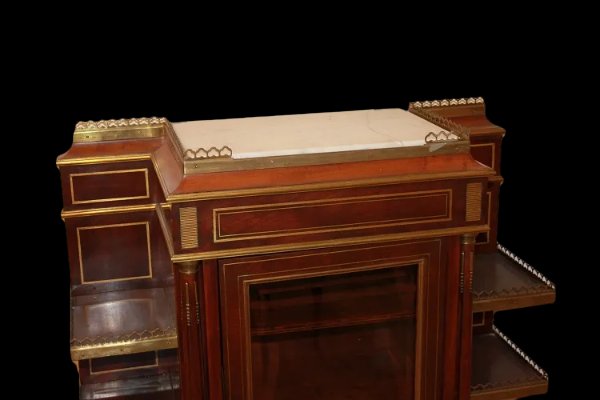 Cabinet credenzino francese della seconda metà del 1800, stile Luigi XVI, in legno di mogano-photo-3