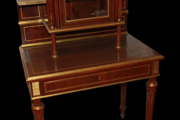 Cabinet credenzino francese della seconda metà del 1800, stile Luigi XVI, in legno di mogano-photo-4