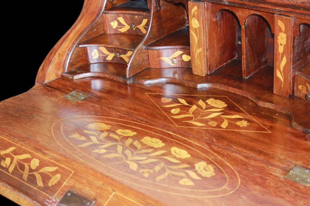 Ribaltina olandese di fine 1700, stile Luigi XV, in legno di palissandro-photo-3