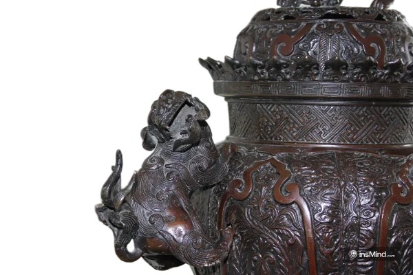 Grande vaso cinese della seconda metà del 1800 con coperchio e Cani di Pho.-photo-1