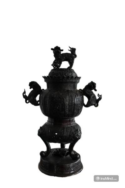 Grande vaso cinese della seconda metà del 1800 con coperchio e Cani di Pho.