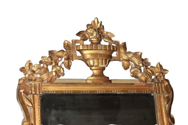 Specchiera francese stile Luigi XVI dorata foglia oro XIX secolo-photo-2
