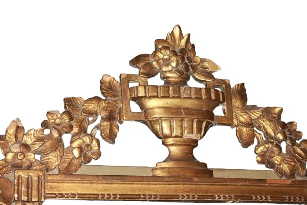 Specchiera francese stile Luigi XVI dorata foglia oro XIX secolo-photo-3