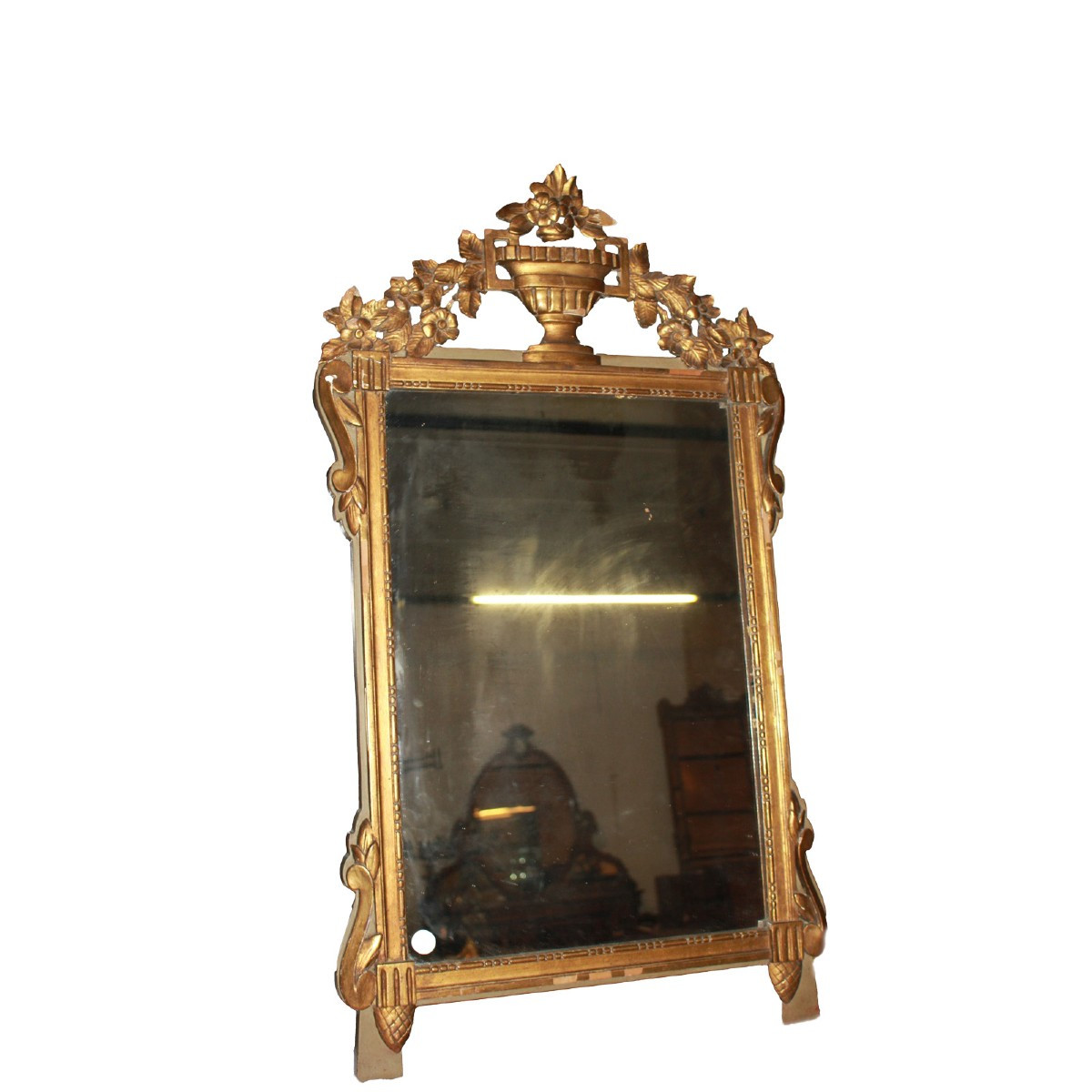 Specchiera francese stile Luigi XVI dorata foglia oro XIX secolo