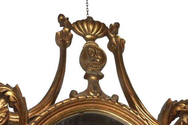 Specchiera ovale Francese di inizio 1900 Dorata-photo-3