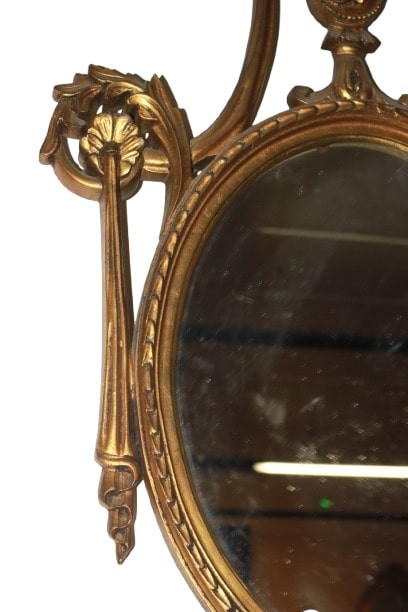 Specchiera ovale Francese di inizio 1900 Dorata-photo-1