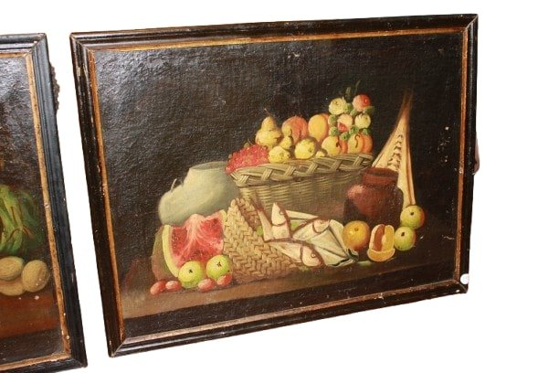 Coppia di oli su tela italiani del 1700 raffiguranti Nature Morte-photo-3