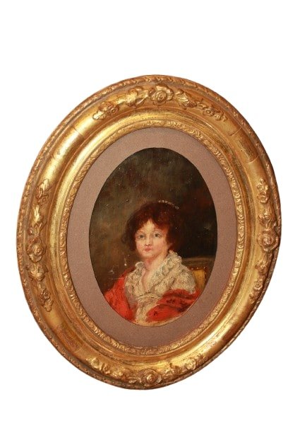 Coppia di oli su cartoncino raffigurante Ritratti XIX secolo-photo-2