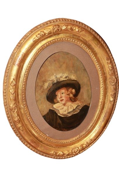 Coppia di oli su cartoncino raffigurante Ritratti XIX secolo-photo-4