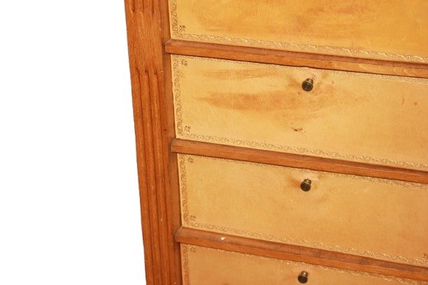 Settimino Porta Documenti in Legno di Ciliegio Pelle Decorata e Cartone-photo-3