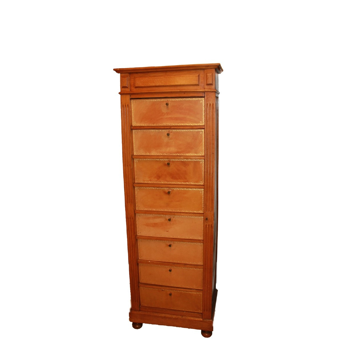 Settimino Porta Documenti in Legno di Ciliegio Pelle Decorata e Cartone