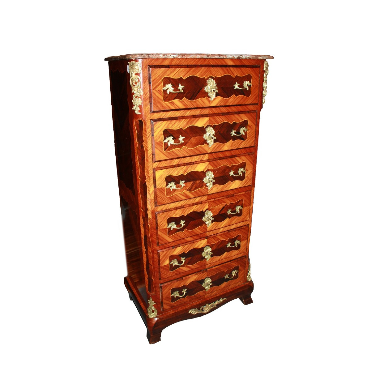 Settimino a 6 cassetti Francese Stile Napoleone III in legno di bois de violette