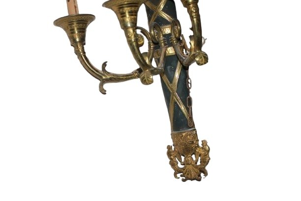 3 Applique francesi di metà 1800 stile Impero in bronzo-photo-3