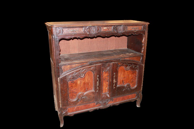 Credenza francese della seconda metà 1700, stile Provenzale, in legno di noce e radica di noce.