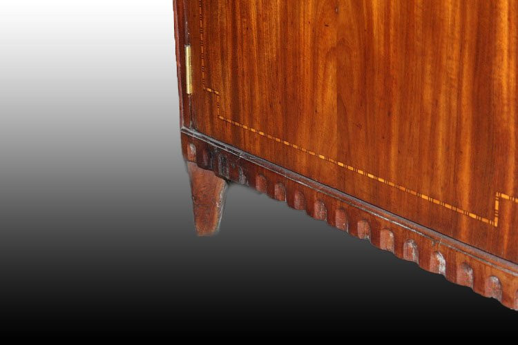 Credenza piattaia olandese di fine 1700 inizio 1800, stile Luigi XVI, in legno di mogano e pium-photo-7
