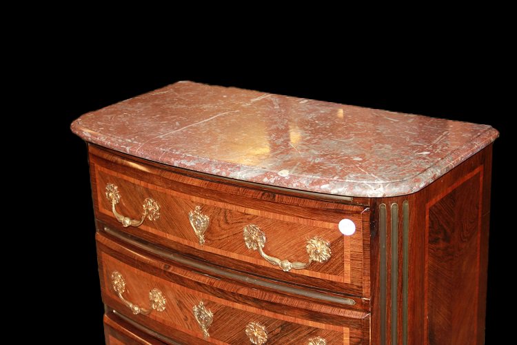 Piccolo cassettone comoncino francese di metà 1800, stile Reggenza, in legno di palissandro-photo-2