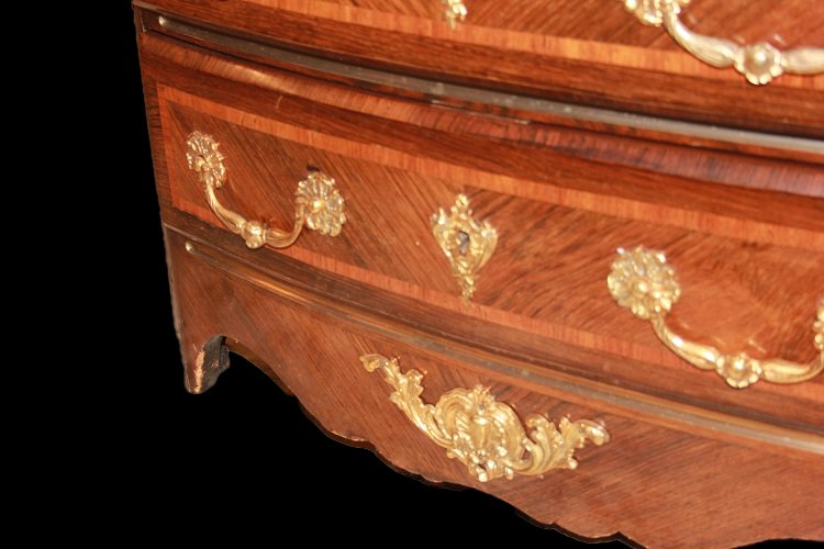 Piccolo cassettone comoncino francese di metà 1800, stile Reggenza, in legno di palissandro-photo-2