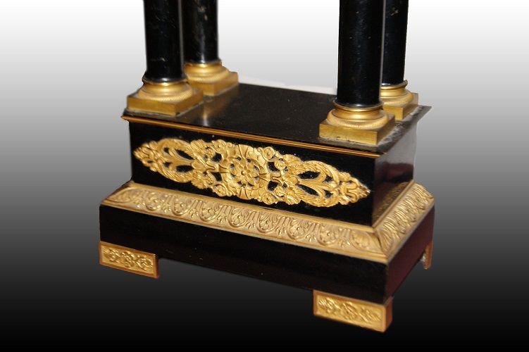 Orologio francese di metà 1800 stile Impero in legno ebanizzato-photo-2