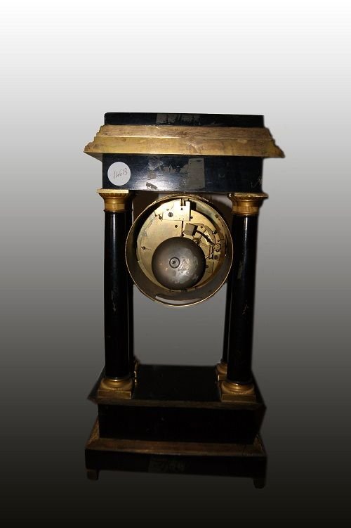 Orologio francese di metà 1800 stile Impero in legno ebanizzato-photo-3