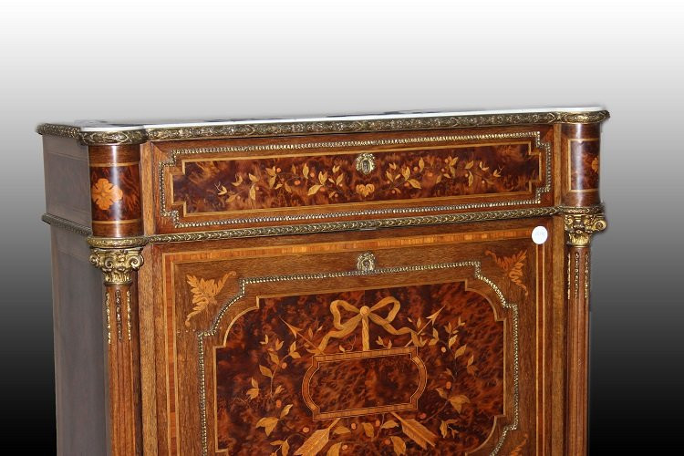 Bellissimo secretaire francese della seconda metà del 1800, stile Napoleone III, in legno-photo-3