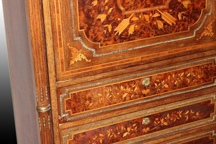 Bellissimo secretaire francese della seconda metà del 1800, stile Napoleone III, in legno-photo-1