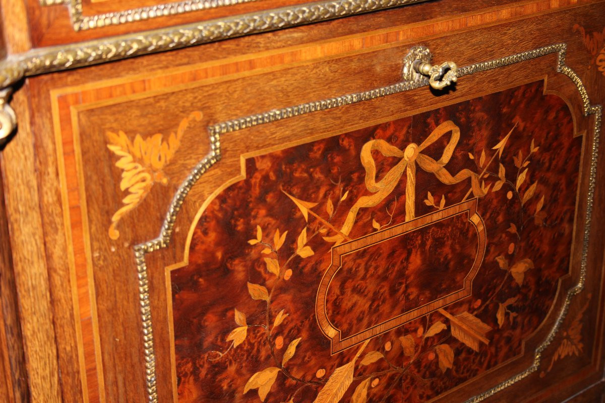 Bellissimo secretaire francese della seconda metà del 1800, stile Napoleone III, in legno-photo-2