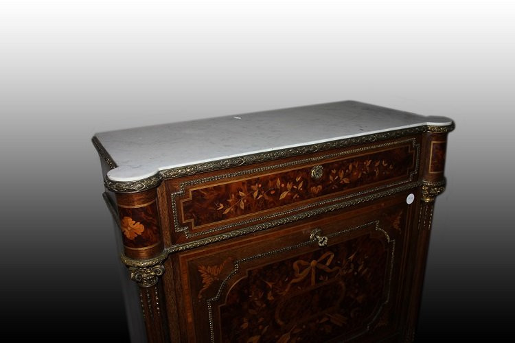 Bellissimo secretaire francese della seconda metà del 1800, stile Napoleone III, in legno-photo-5