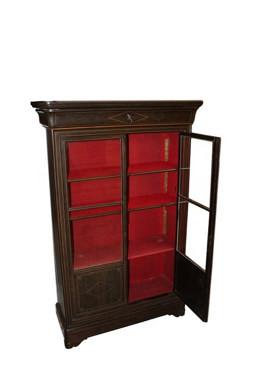 Vetrina libreria francese della seconda metà 1800, stile Carlo X, in legno di Ebano-photo-1