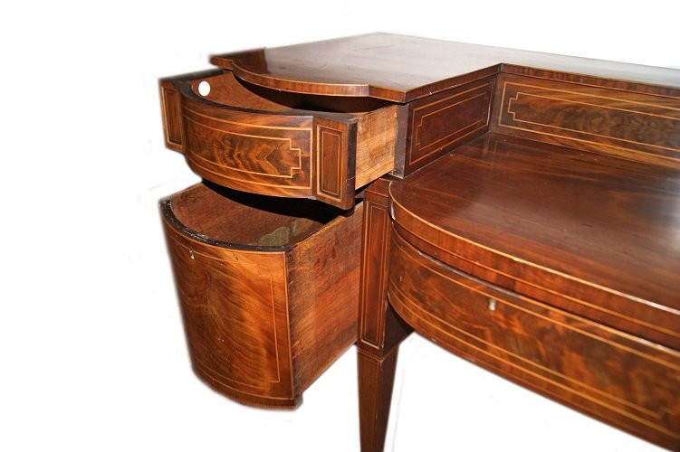 Bellissima grande credenza sideboard inglese di metà 1800, stile Vittoriano, in legno di mogano-photo-3