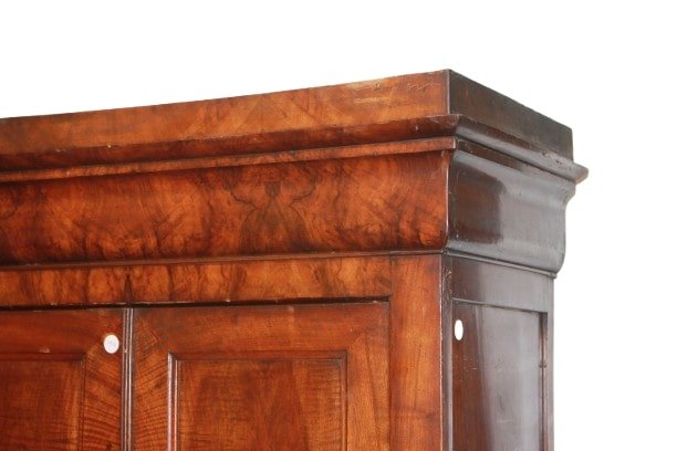 Armadio Luigi Filippo In Legno di Noce Fiammato del 1800-photo-2