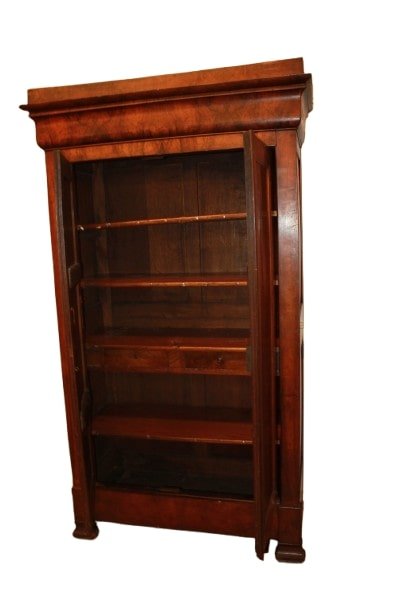 Armadio Luigi Filippo In Legno di Noce Fiammato del 1800-photo-4