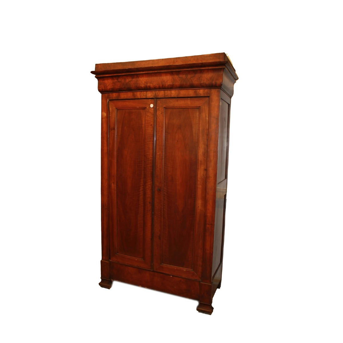Armadio Luigi Filippo In Legno di Noce Fiammato del 1800