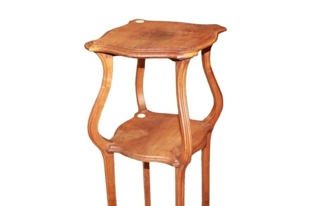 Tavolino alto a trespolo porta piante francese della seconda metà del 1800 in legno di noce-photo-2