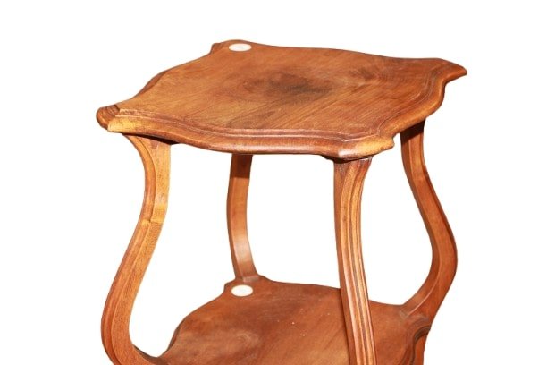 Tavolino alto a trespolo porta piante francese della seconda metà del 1800 in legno di noce-photo-3