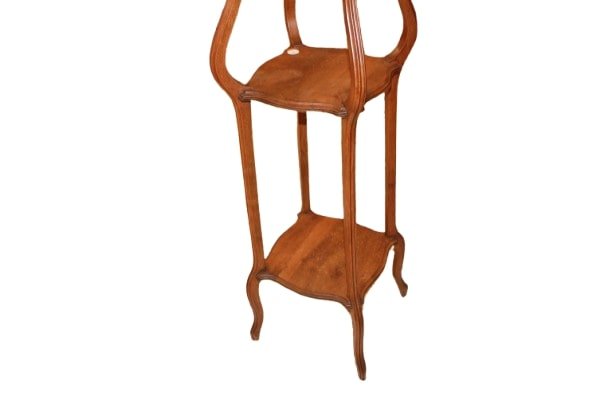 Tavolino alto a trespolo porta piante francese della seconda metà del 1800 in legno di noce-photo-4