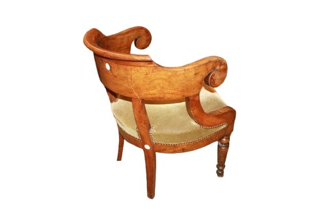 Poltrona Francese Stile Impero del 1800 Da Scrivania in Legno di Mogano-photo-2