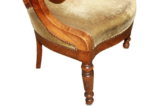 Poltrona Francese Stile Impero del 1800 Da Scrivania in Legno di Mogano-photo-1