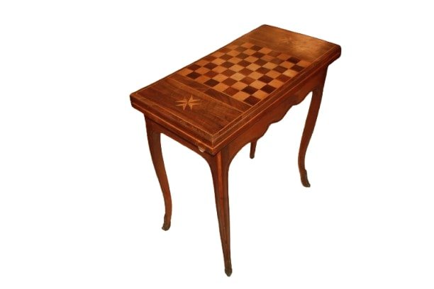 Tavolino da gioco francese Stile Luigi XV in legno di noce 1800-photo-3