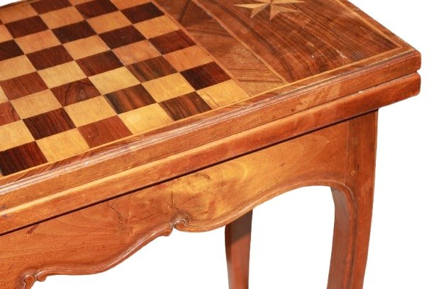 Tavolino da gioco francese Stile Luigi XV in legno di noce 1800-photo-4