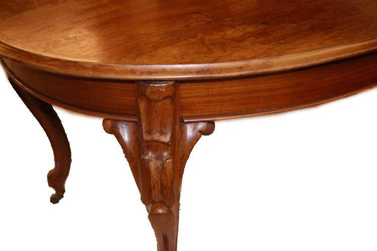 Bellissimo tavolo ovale allungabile Nord Europa di metà 1800, stile Biedermeier, in mogano-photo-2