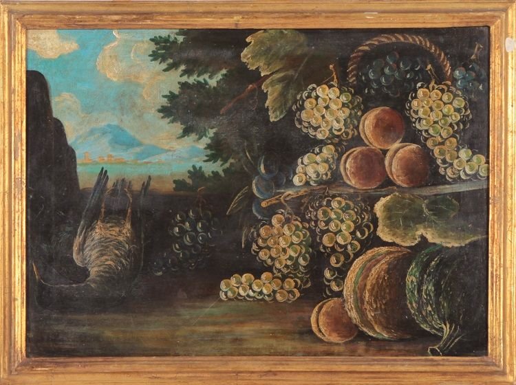 Coppia di oli su tela italiani di inizio 1800, raffiguranti Natura Morta-photo-3