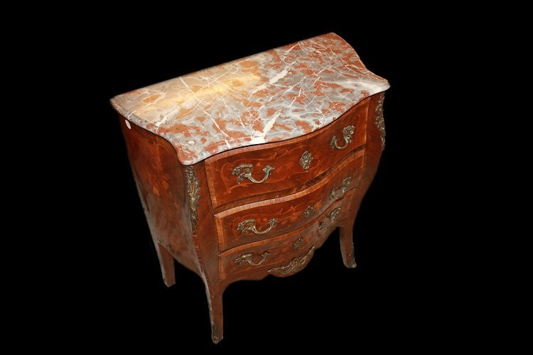 Comoncino panciuto francese della seconda metà del 1800, stile Luigi XV,-photo-4