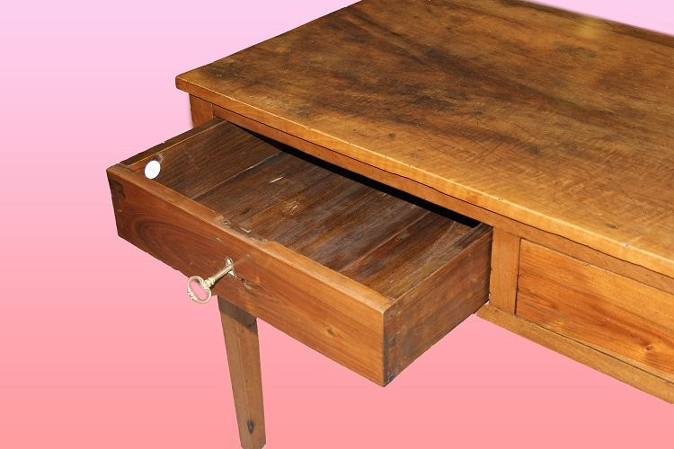 Scrittoio italiano della seconda metà del 1700, stile Luigi XVI, in legno di noce-photo-3