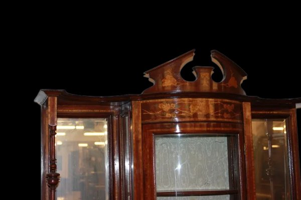 Cabinet Vetrina inglese della seconda metà del 1800, stile Vittoriano, in legno di mogano-photo-2
