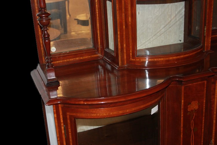 Cabinet Vetrina inglese della seconda metà del 1800, stile Vittoriano, in legno di mogano-photo-1