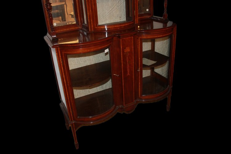 Cabinet Vetrina inglese della seconda metà del 1800, stile Vittoriano, in legno di mogano-photo-2