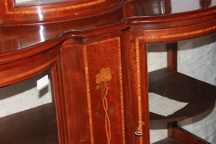 Cabinet Vetrina inglese della seconda metà del 1800, stile Vittoriano, in legno di mogano-photo-3